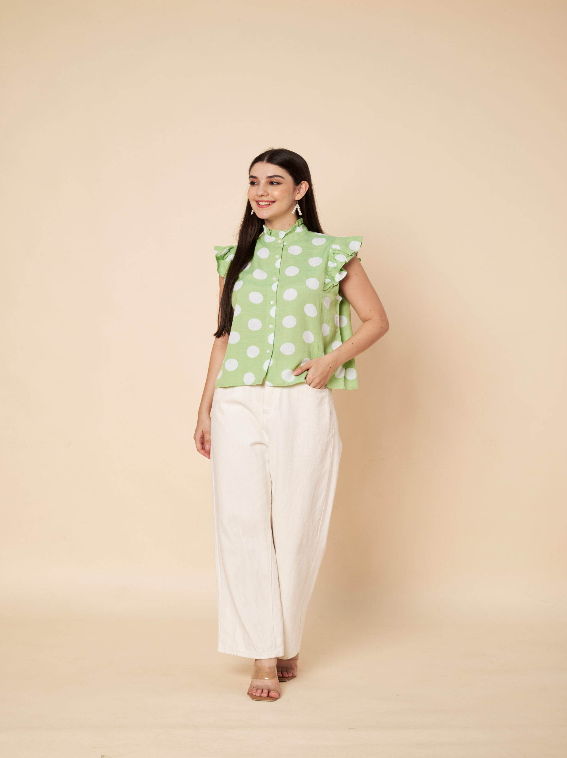 Doted Green Top