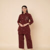 Shirt Pant CO-Ords Set Maroon Front Side