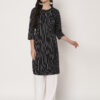 Striped Polyester Straight Kurta - Black