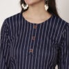 Striped Polyester Straight Kurta (Blue)