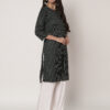 Striped Polyester Straight Kurta - Green