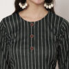 Striped Polyester Straight Kurta (Green)