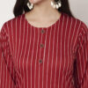 Striped Polyester Straight Kurta (Red)