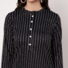 Striped Polyester Straight Kurta - Set (Black)