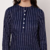 Striped Polyester Straight Kurta - Set (Navy)