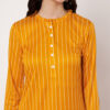 Striped Polyester Straight Kurta - Set (Yellow)
