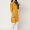 Striped Polyester Straight Kurta - Yellow