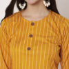 Striped Polyester Straight Kurta (Yellow)