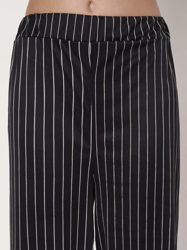 Women Black Trousers Loose Fit Polyester