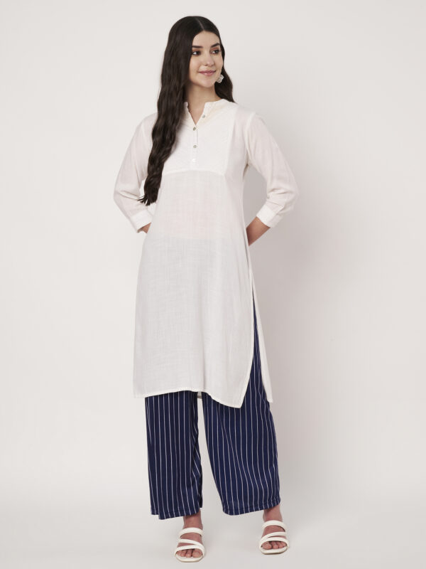 Women Loose Fit Polyester Blue Trousers