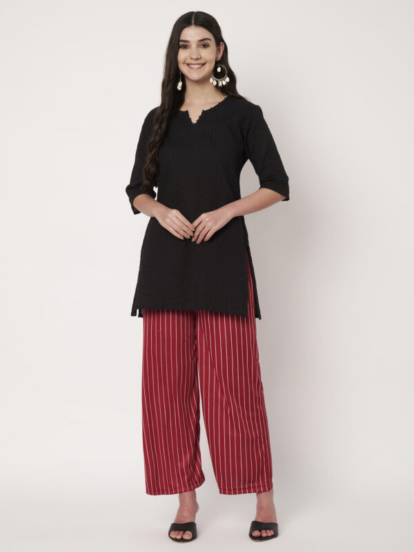 Women Loose Fit Polyester Red Trousers
