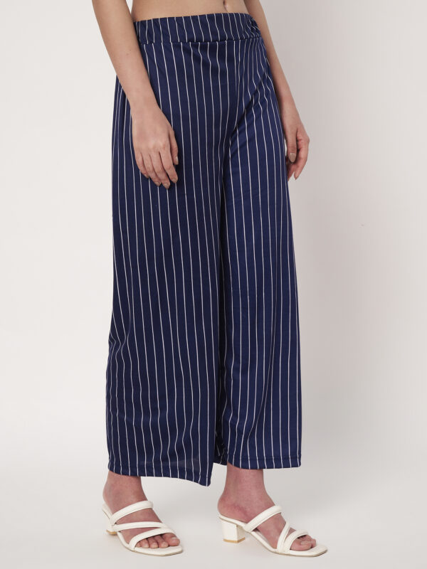 Women Loose Fit Polyester Trousers Blue