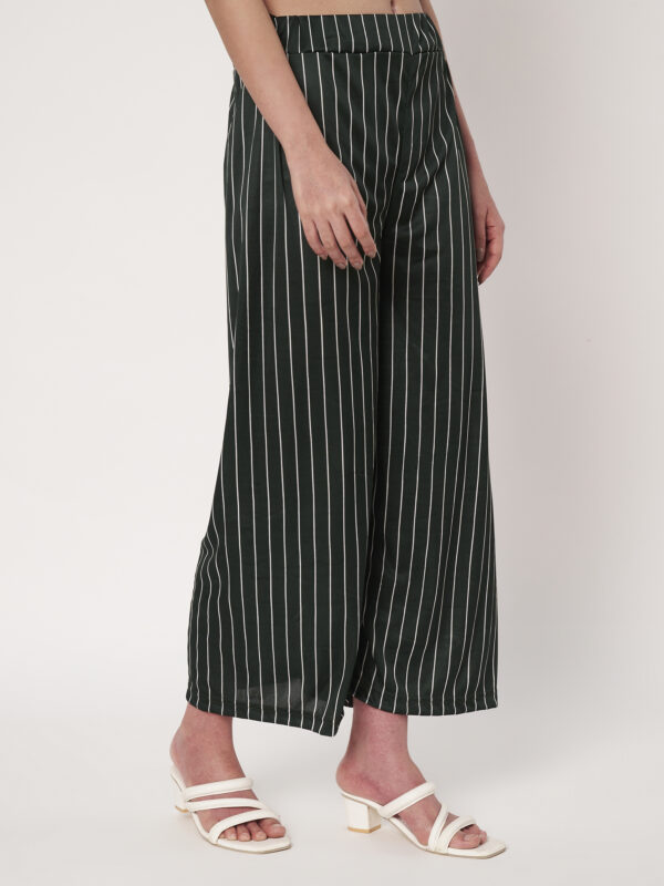 Women Loose Fit Polyester Trousers Green
