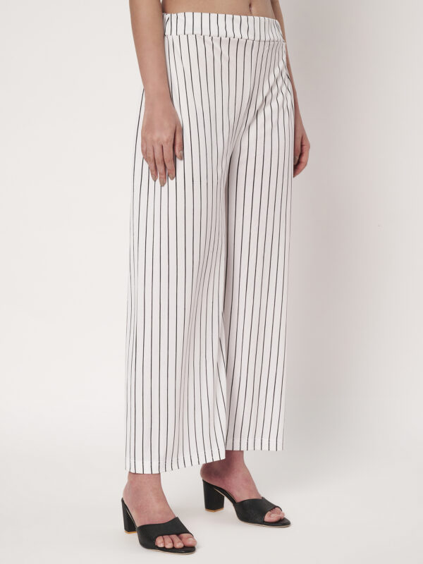 Women Loose Fit Polyester Trousers White