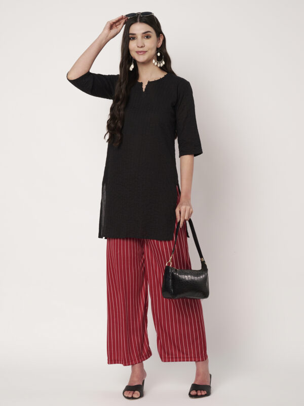 Women Loose Fit Red Polyester Trousers