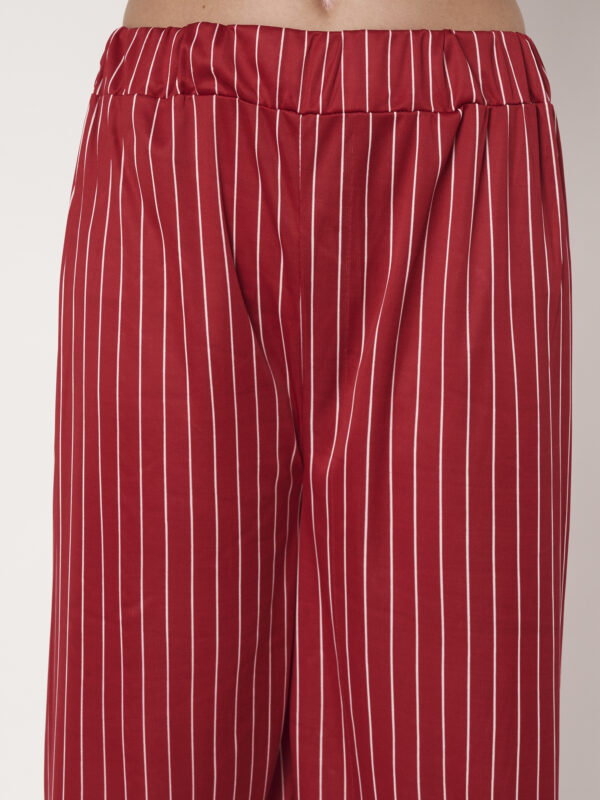 Women Red Trousers Loose Fit Polyester