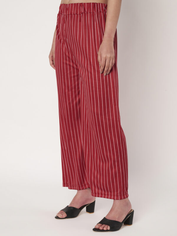 Women Red Trousers Polyester Loose Fit