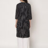Women Striped Polyester Straight Kurta Black