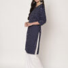 Women Striped Polyester Straight - Kurta - Blue
