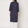 Women Striped Polyester Straight Kurta Blue