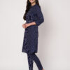 Women Striped Polyester Straight - Kurta Set - Navy
