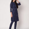 Women Striped Polyester Straight Kurta Set - Navy