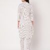 Women Striped Polyester Straight Kurta Set White