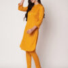 Women Striped Polyester Straight - Kurta Set - Yellow