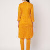 Women Striped Polyester Straight Kurta Set Yellow
