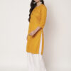 Women Striped Polyester Straight - Kurta - Yellow