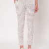 Women Striped Polyester Straight Pant White