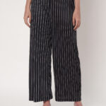 Womens Black Trousers Polyester Loose Fit