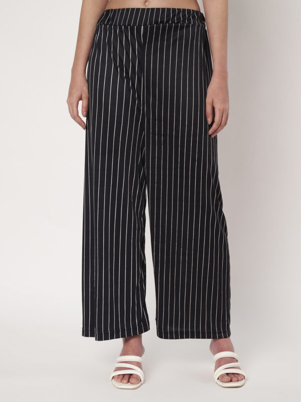 Womens Black Trousers Polyester Loose Fit