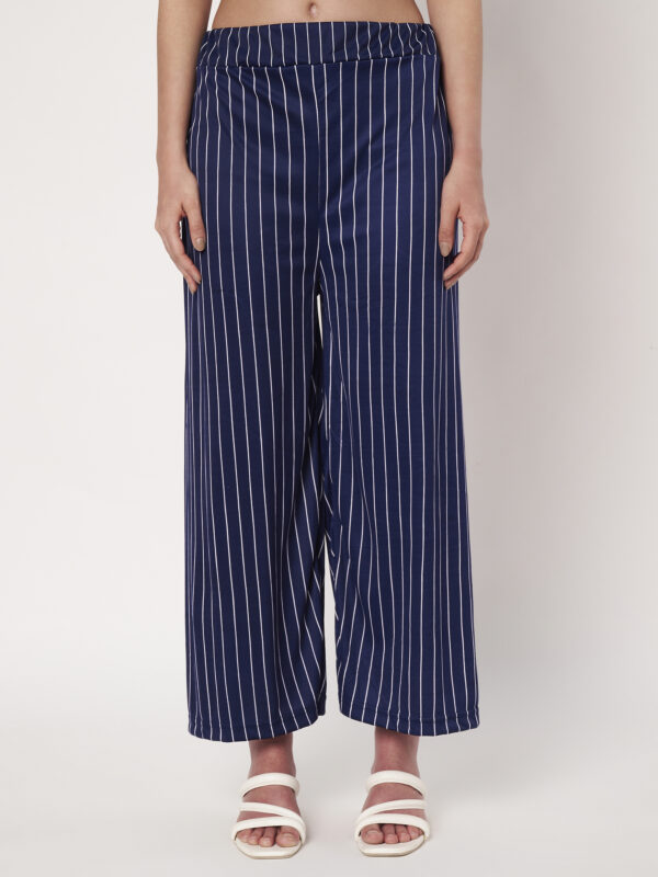 Womens Blue Trousers Polyester Loose Fit