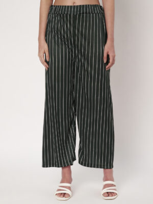 Womens Green Trousers Polyester Loose Fit