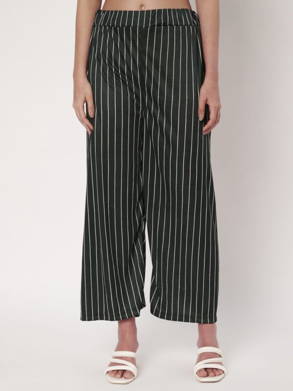 Womens Green Trousers Polyester Loose Fit