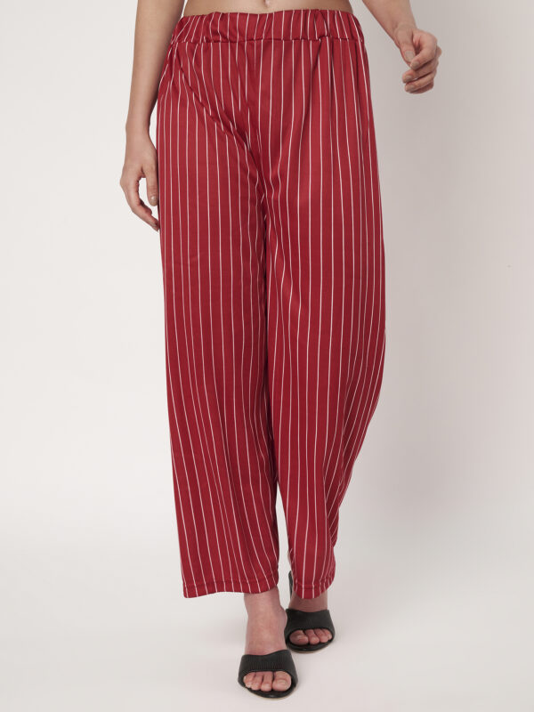 Womens Red Trousers Polyester Loose Fit