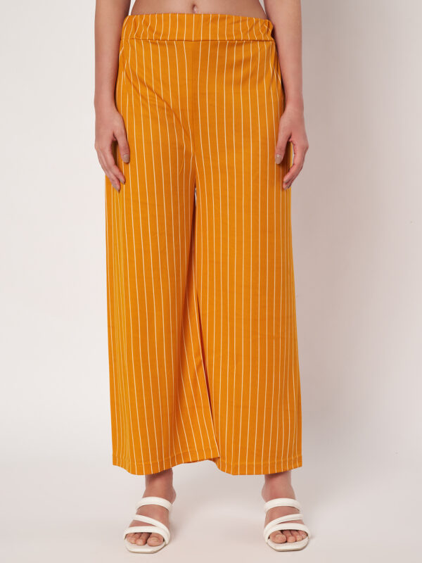 Womens Yellow Trousers Polyester Loose Fit